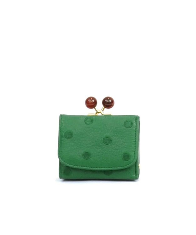 UNBILLION ペルケ perche / アクリル玉三つ折りミニサイフ グリーンドット