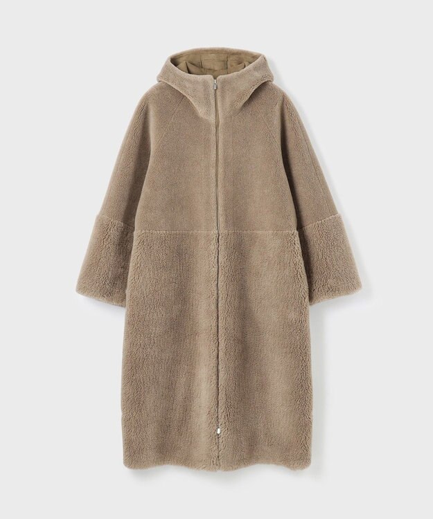 GRACE CONTINENTAL ウールボアムートンフードコート カーキ