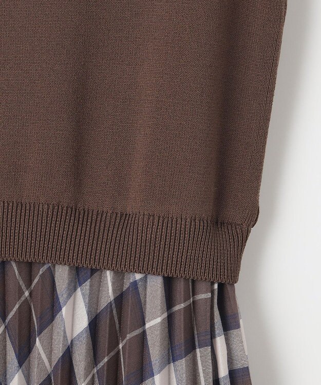 ANY SIS 【洗える】オンブレーチェックコンビ ワンピース モカ系