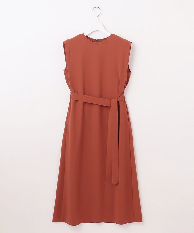 23区 L 【洗える】ストレッチジョーゼット ワンピース テラコッタ系