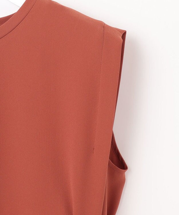 23区 L 【洗える】ストレッチジョーゼット ワンピース テラコッタ系