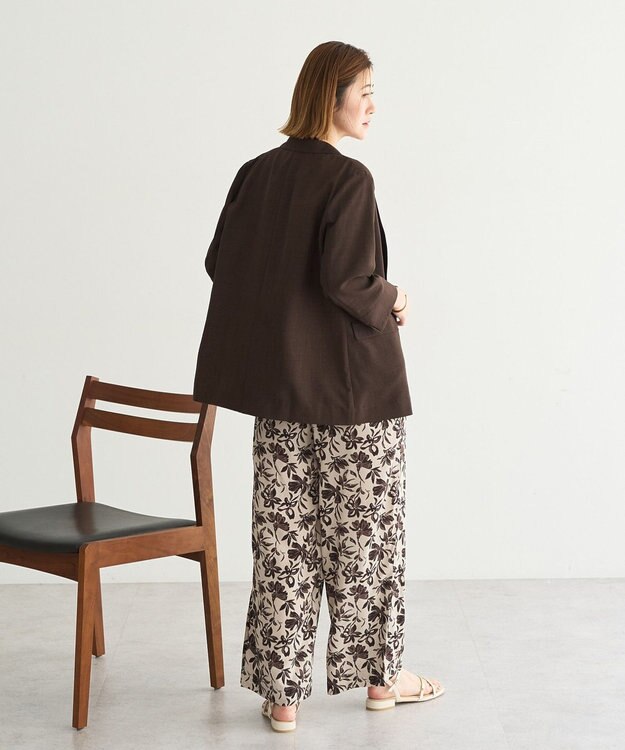 YECCA VECCA マシンウォッシャブルリネンライクジャケット Brown