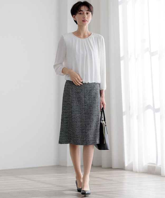 セットアップ対応】シャインツイードストレッチ スカート / 23区 L