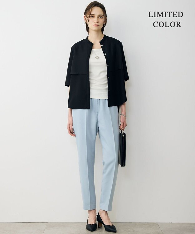 ICB L 【先行予約・WEB限定カラーあり】FluidBackSatin ドロストパンツ サックスグレー［WEB限定・総裏］