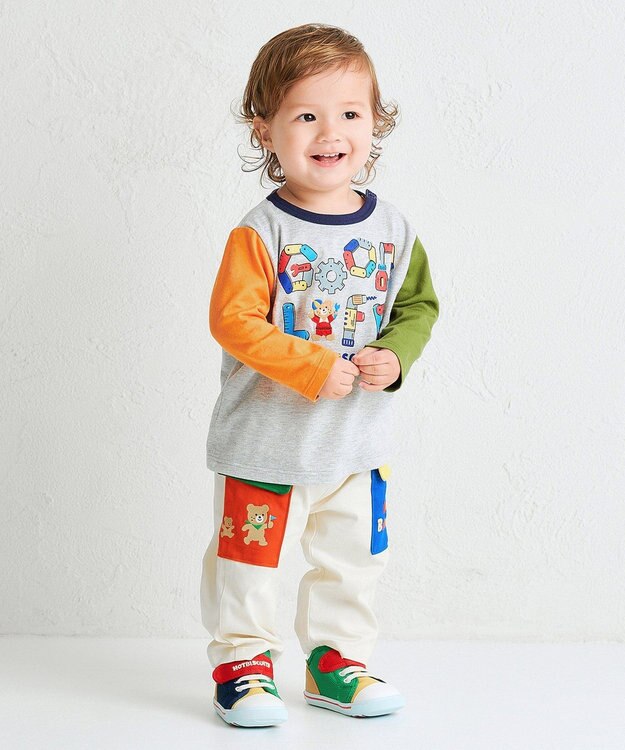 MIKI HOUSE HOT BISCUITS 【80-120cm】GOOD LIFE 長袖Tシャツ グレー