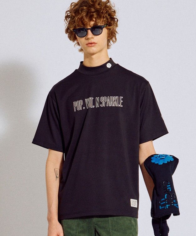 PW CIRCULUS 【吸水速乾 / UV遮蔽率99.5% UVカット / ストレッチ】【MEN】アニマルグラフィックモックT ゴルフ ブラック系