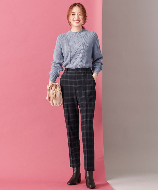 ANY SIS 【洗える】スフレハイネックケーブル ニット ライトブルー