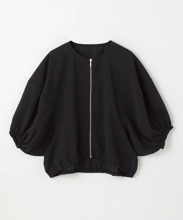 ANY シアーランタンスリーブブルゾン ブラック