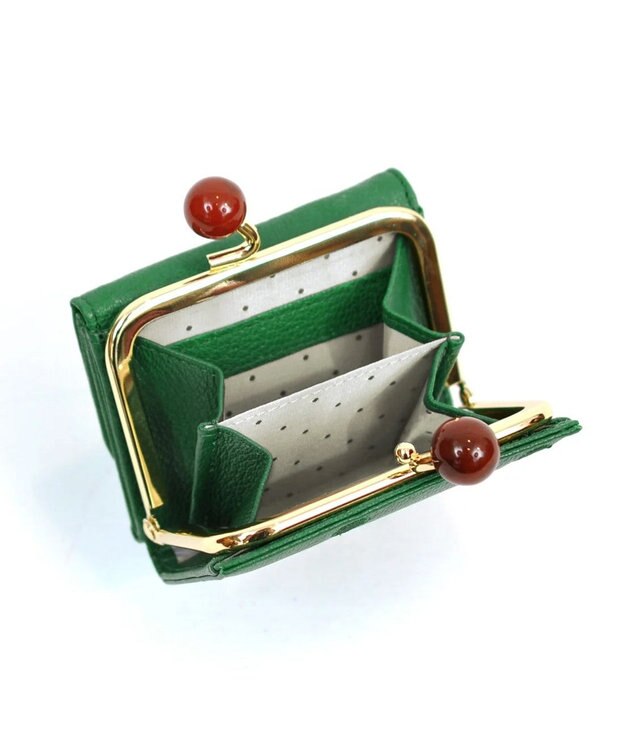 UNBILLION ペルケ perche / アクリル玉三つ折りミニサイフ グリーンドット