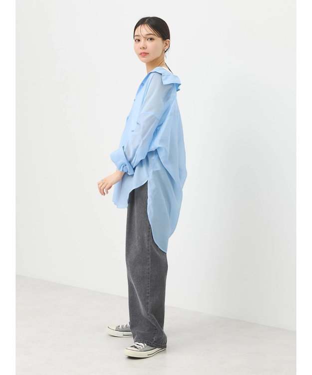 earth music&ecology ＢＩＧシアーシャツ Blue