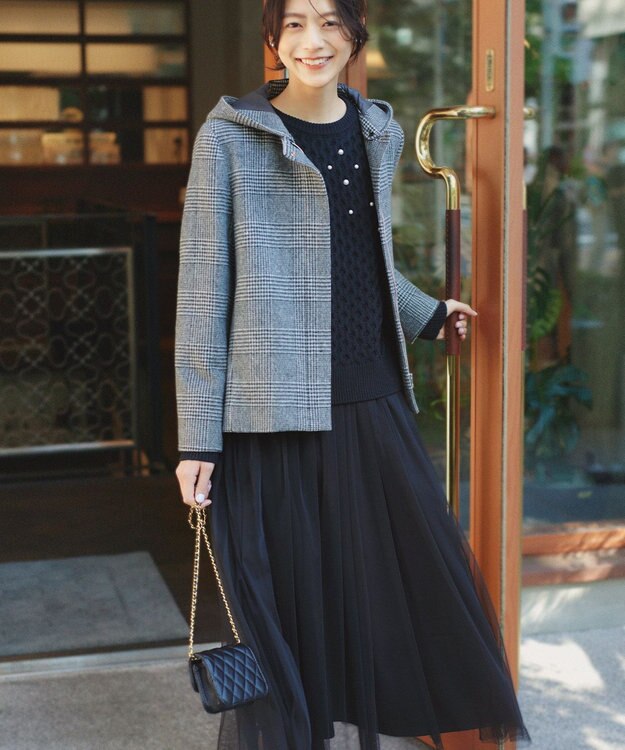 組曲 S 2WAYショートビーバー フーテッドコート ブラック系3