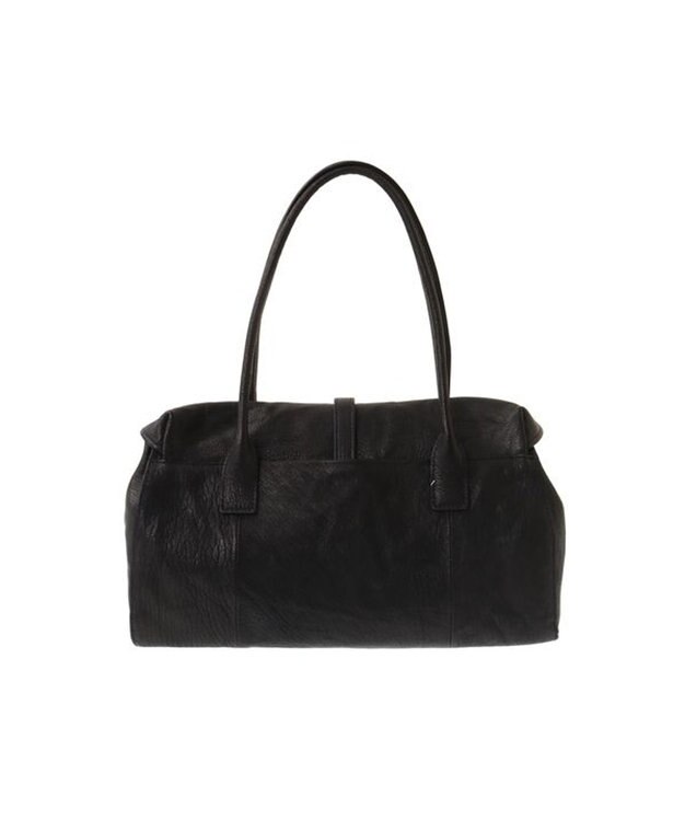 genten ゴートシュリンク かぶせ付トートバッグ クロ