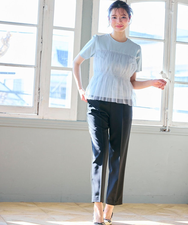 Feroux 美シルエットカラーテーパード パンツ ブラック系