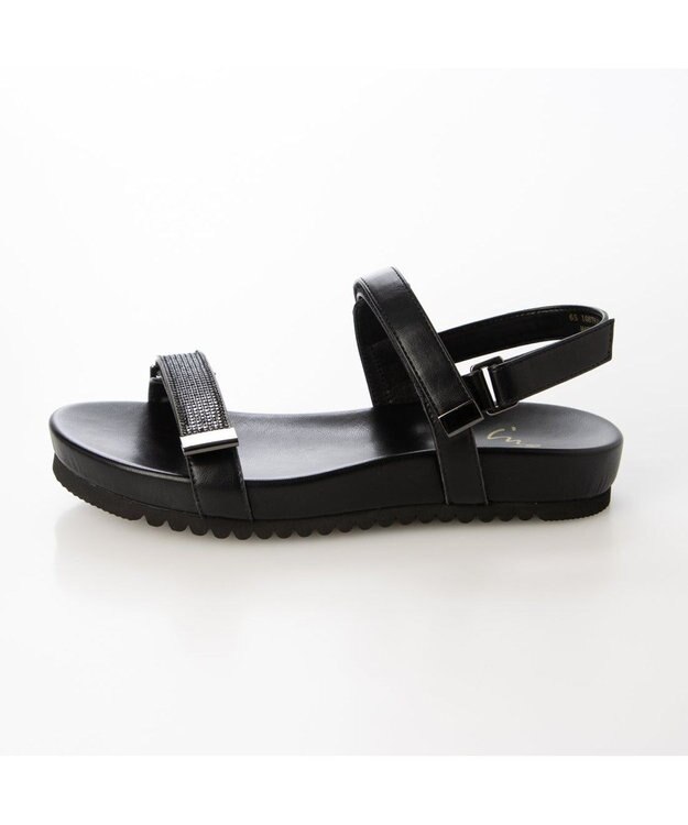 ing <ing>ラインストーンフットベットサンダル ブラック