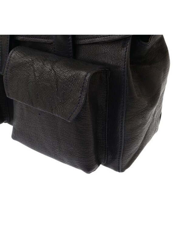 genten ゴートシュリンク かぶせ付トートバッグ クロ