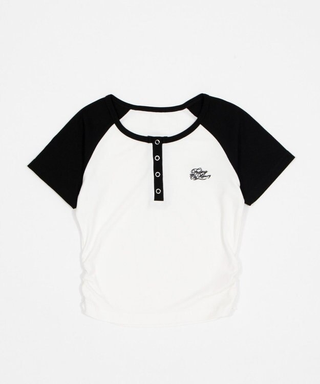 WEGO グラフィックラグランヘンリーネックT 柄2