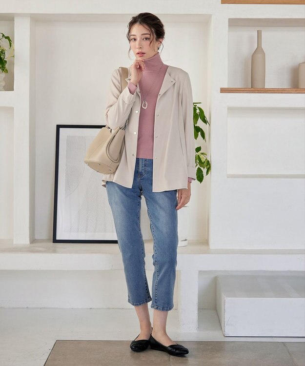 Tiaclasse 【安田美沙子さん着用・洗える】ストレッチストレートデニム ブルー