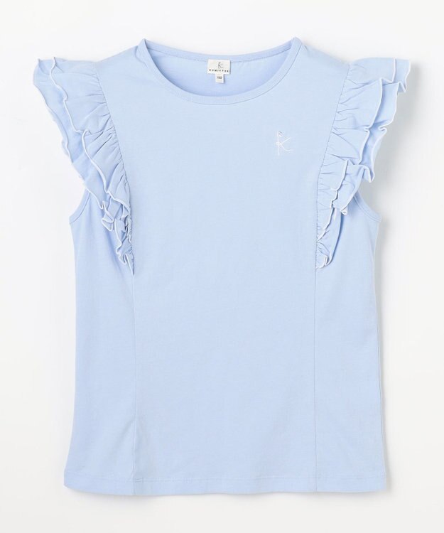 組曲 KIDS 【150-160㎝】 フルールフリルTシャツ サックスブルー