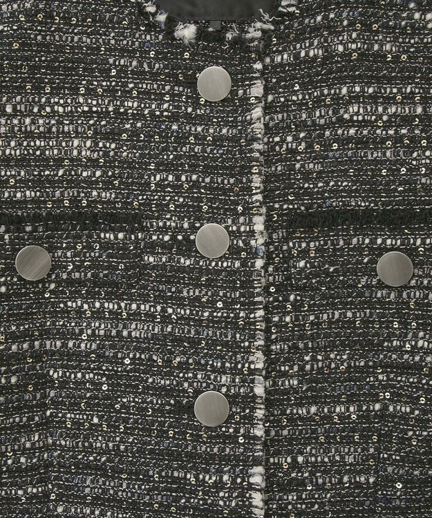 YECCA VECCA ノーカラーツイードジャケット Black