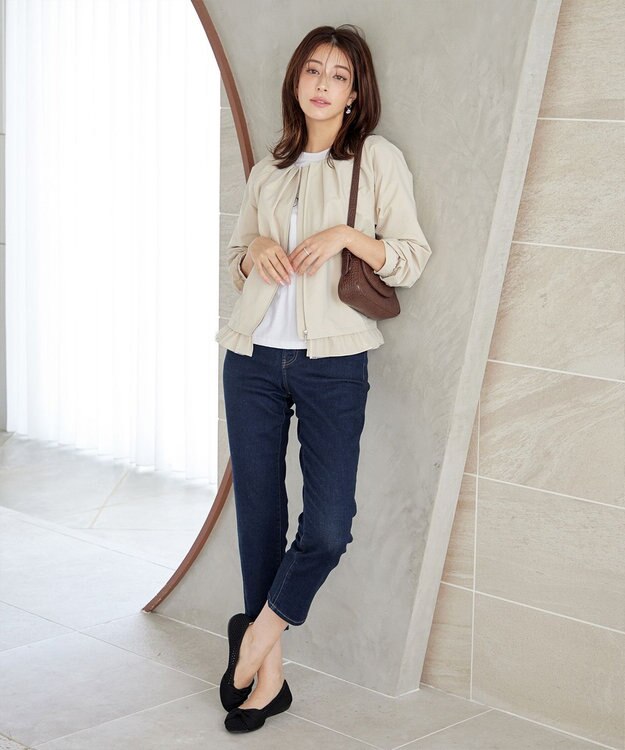 Tiaclasse 【安田美沙子さん着用・洗える】ストレッチストレートデニム ネイビー