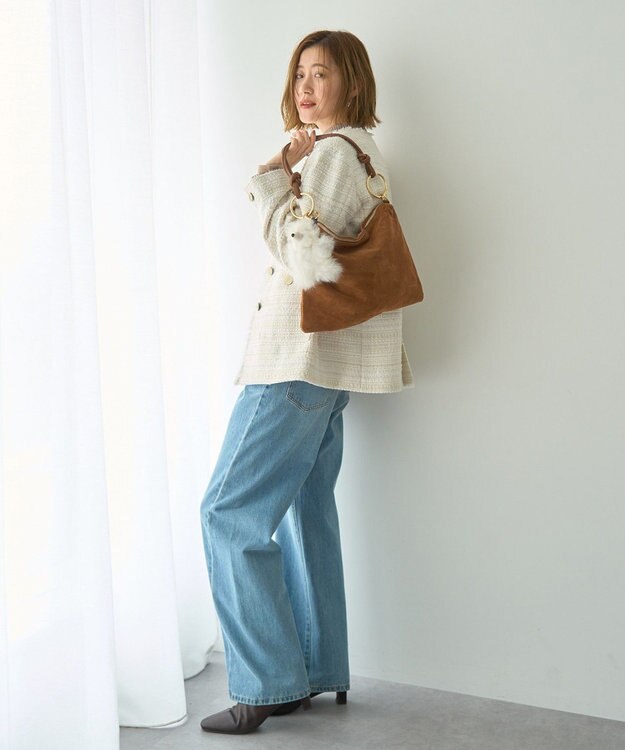 YECCA VECCA ノーカラーツイードジャケット Ivory