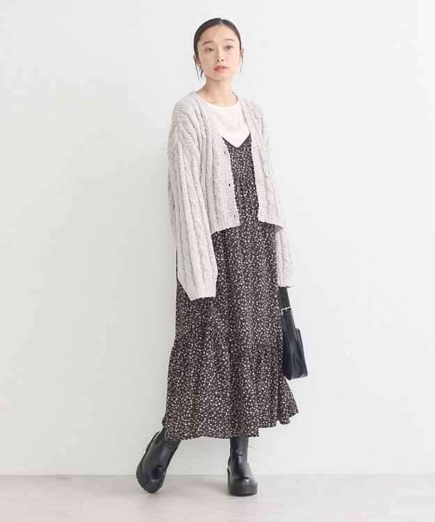 earth music&ecology ポコポコケーブルカーディガン Light Gray