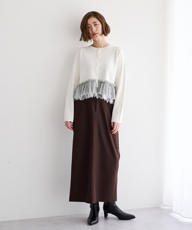 YECCA VECCA レースレイヤードラッフルカーディガン Off White