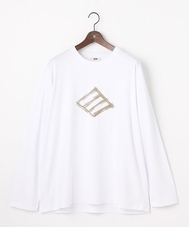 JOSEPH ABBOUD 【柔らかな肌触り】ソフトスムースダイヤロゴプリント Tシャツ ホワイト系
