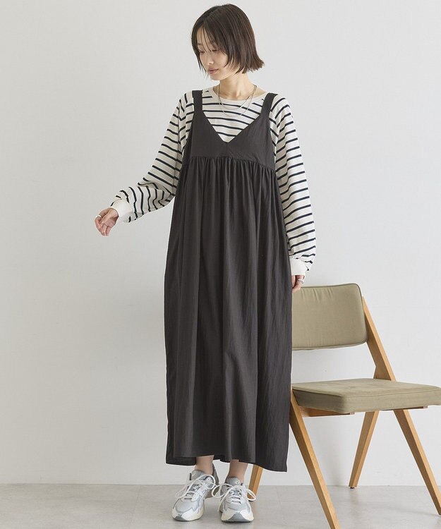 AMERICAN HOLIC 【選べる丈】Ｖネックワンピース Black