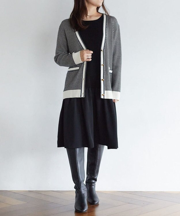 ANY SIS 【美人百花11月号掲載】クラシカルカーデ×ミディワンピ セット クラシカルブラック