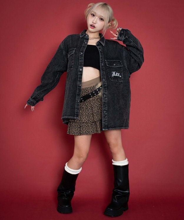 WEGO 【ユニセックス着用ITEM/MLサイズ展開】グラフィックデニムシャツ（LS） デニムブラックソノタ