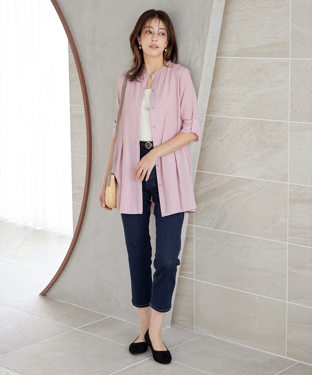 Tiaclasse 【安田美沙子さん着用・洗える】ストレッチストレートデニム ネイビー