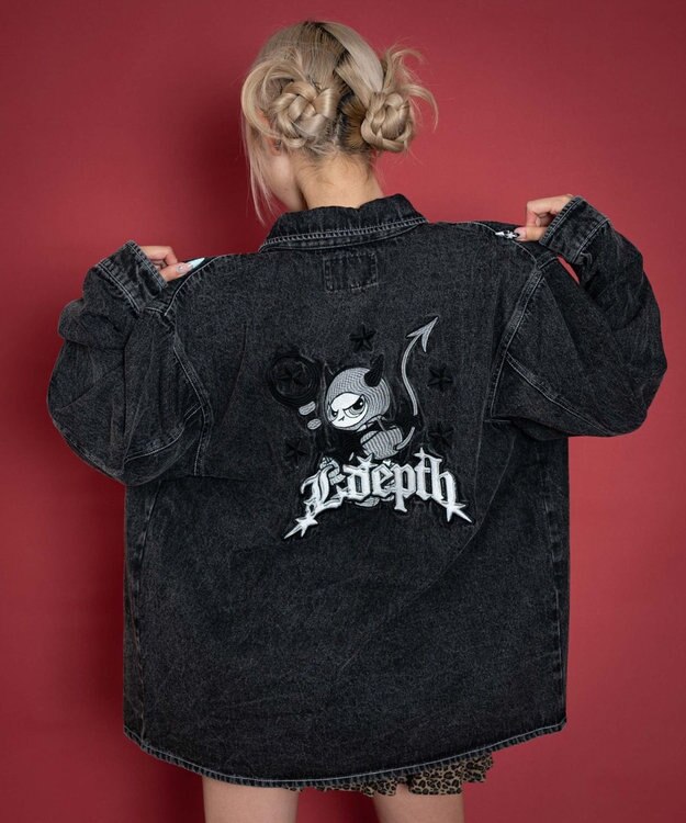 WEGO 【ユニセックス着用ITEM/MLサイズ展開】グラフィックデニムシャツ（LS） デニムブラックソノタ