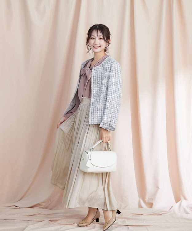 Tiaclasse ラメツイードジャケット サックス