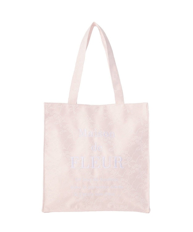 Maison de FLEUR リボンレースブランドロゴ刺繍スクエアトート Pink