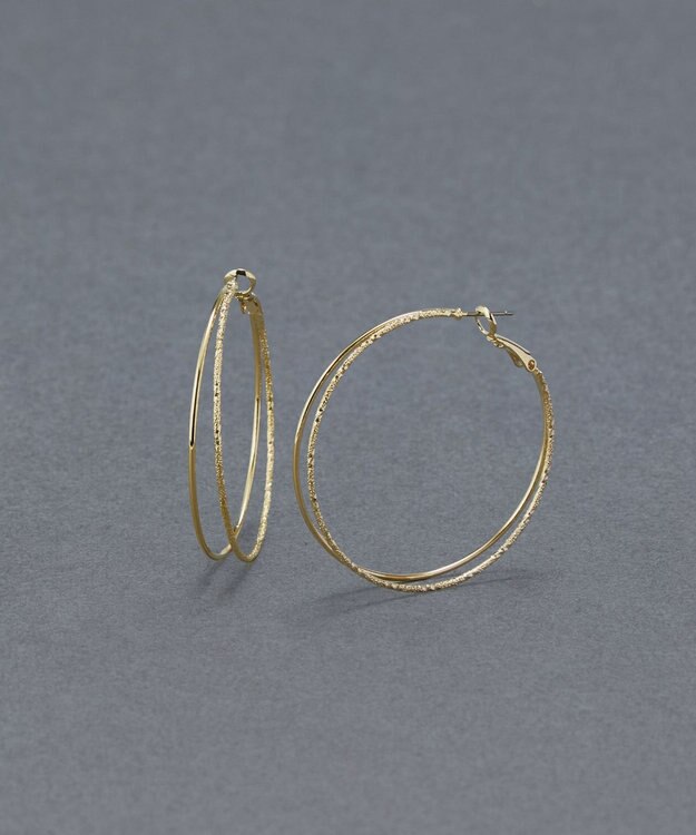 Phoebe ダブルラインフープピアス ゴールド
