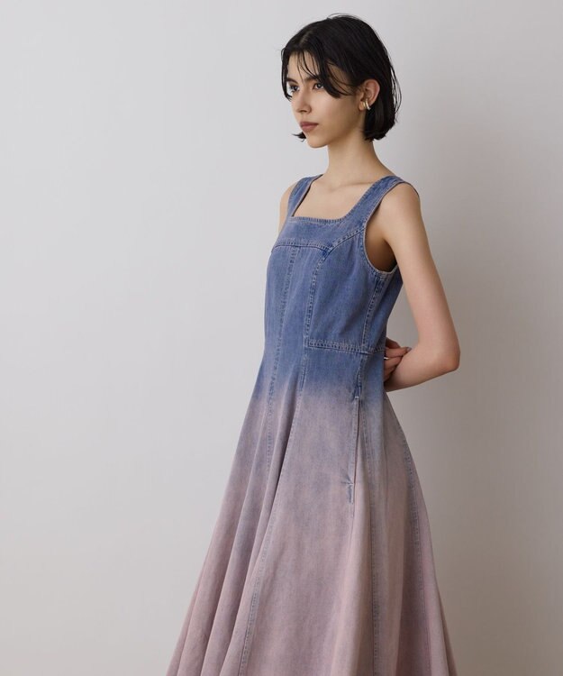 GRACE CONTINENTAL デニム切替サーキュラーワンピース ピンク