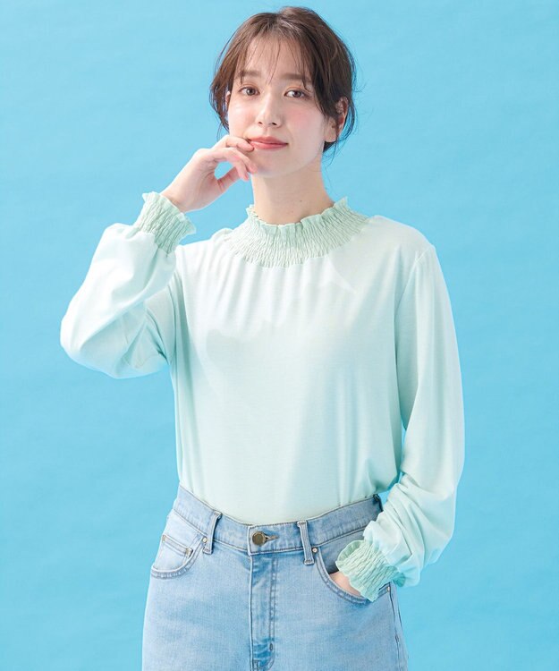 ANY 【洗濯機可】シャーリングデザインプルオーバー サックス