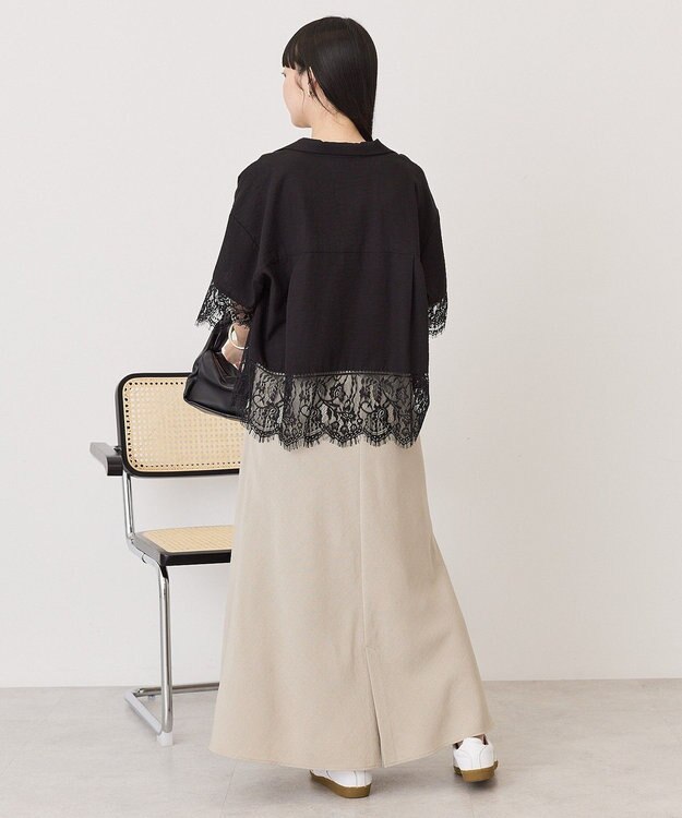 AMERICAN HOLIC レース切り替え半袖シャツ Black