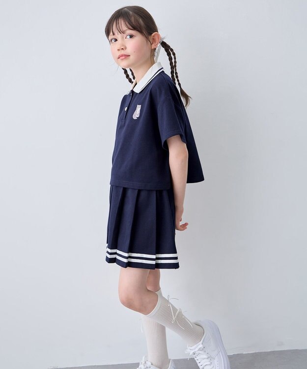 ANY KIDS 【洗濯機可能/吸汗速乾】ドライタッチ プリーツスカパン ネイビー