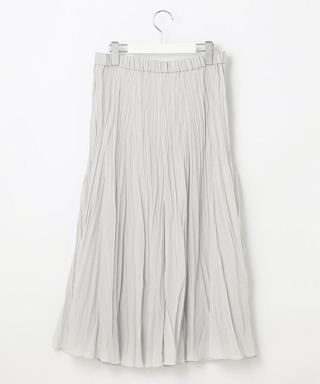 J.PRESS LADIES 【洗える】 スパンボイルワッシャー ランダムプリーツ スカート ライトグレー系