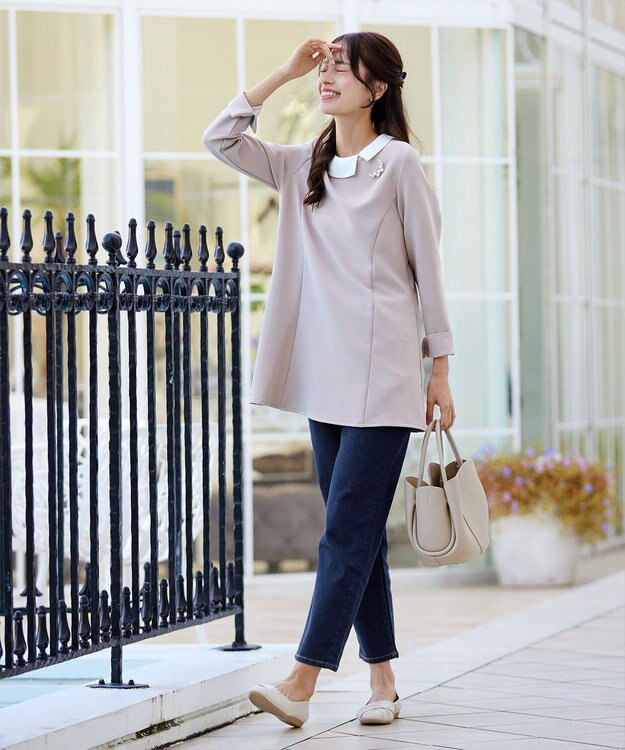 Tiaclasse 【安田美沙子さん着用・洗える】ストレッチストレートデニム ブルー