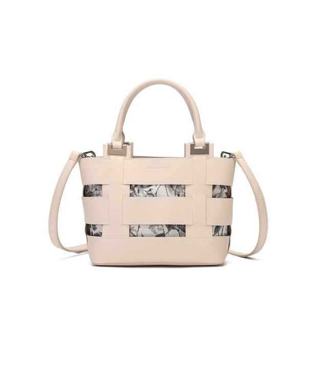 style code 【MERCURYDUO/マーキュリーデュオ】軽量メッシュ　花柄巾着付ミニトートバッグ アイボリー