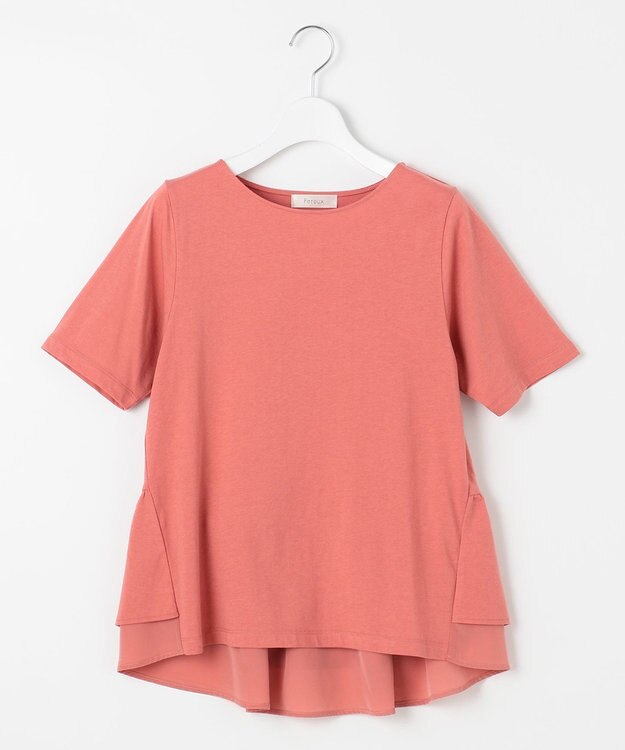 Feroux 【UVケア】バックペプラムチュニック Tシャツ ピンク系