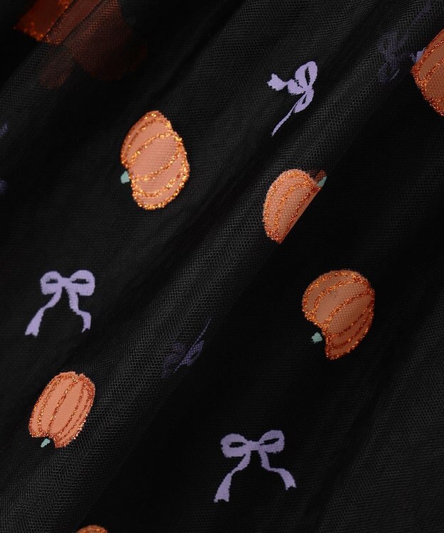 ANY KIDS ラメチュールフレアスカート ブラック×カボチャ