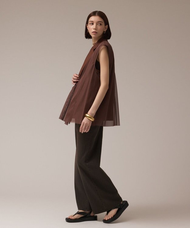 GRACE CONTINENTAL チュールオーバーベスト ブラウン