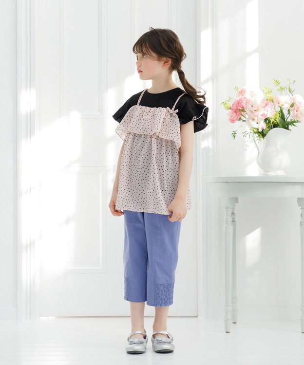 組曲 KIDS 【150-160㎝】ドットキャミ＋TシャツSET ピンク×ブラック