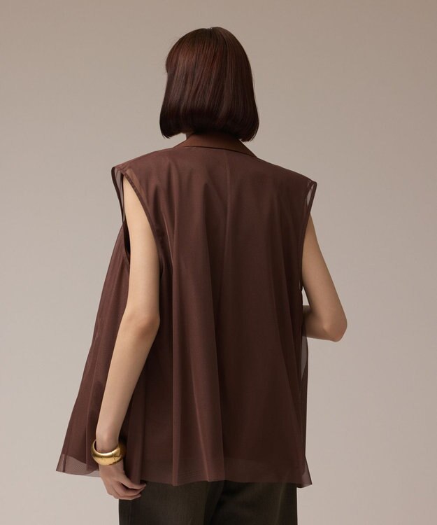 GRACE CONTINENTAL チュールオーバーベスト ブラウン