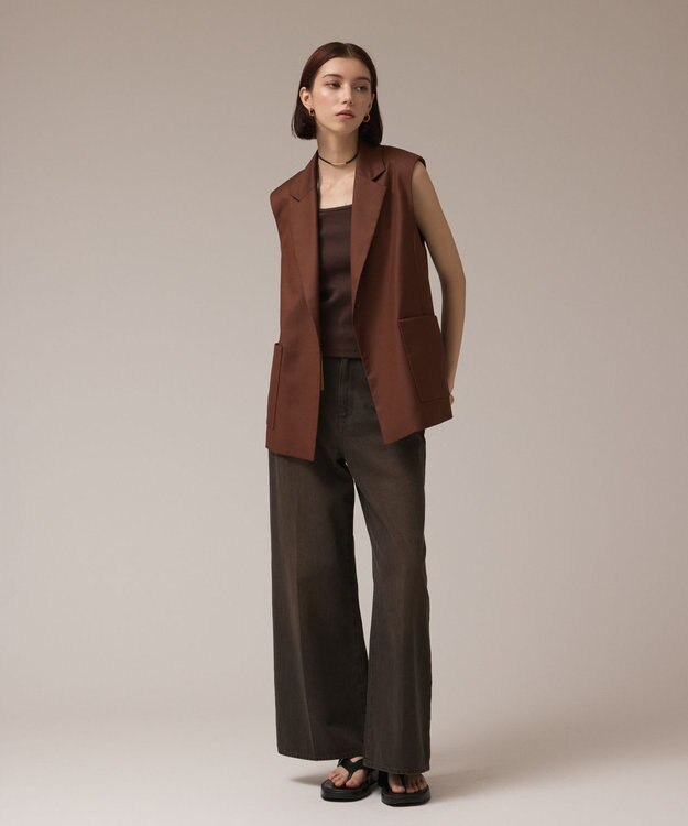 GRACE CONTINENTAL チュールオーバーベスト ブラウン