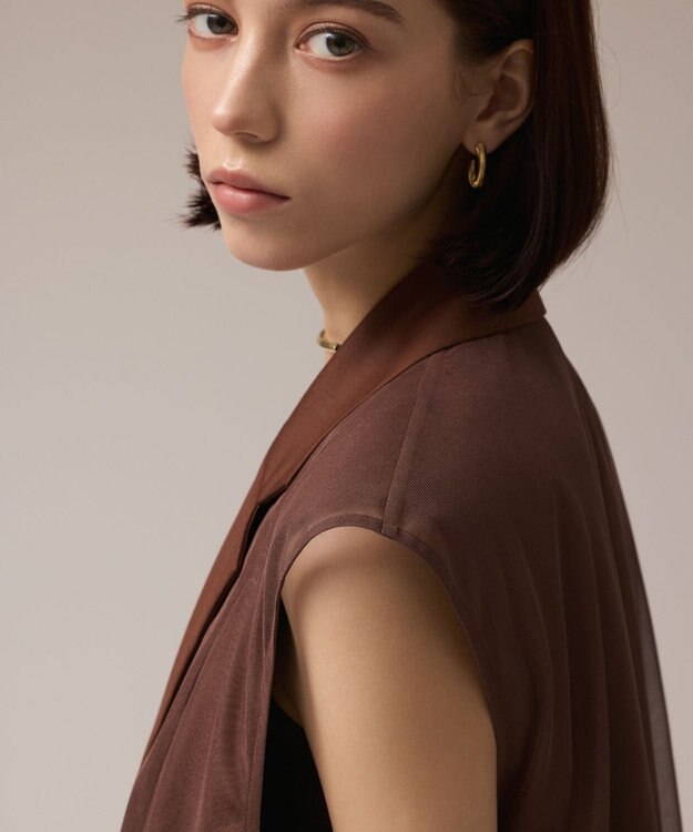 GRACE CONTINENTAL チュールオーバーベスト ブラウン